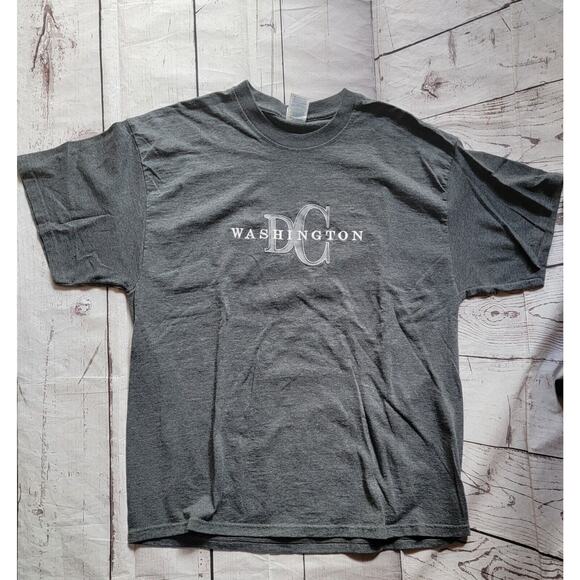 Vintage Washington DC Spell Out Embroidered Dark Gray T-Shirt Size XL - Picture 1 of 6